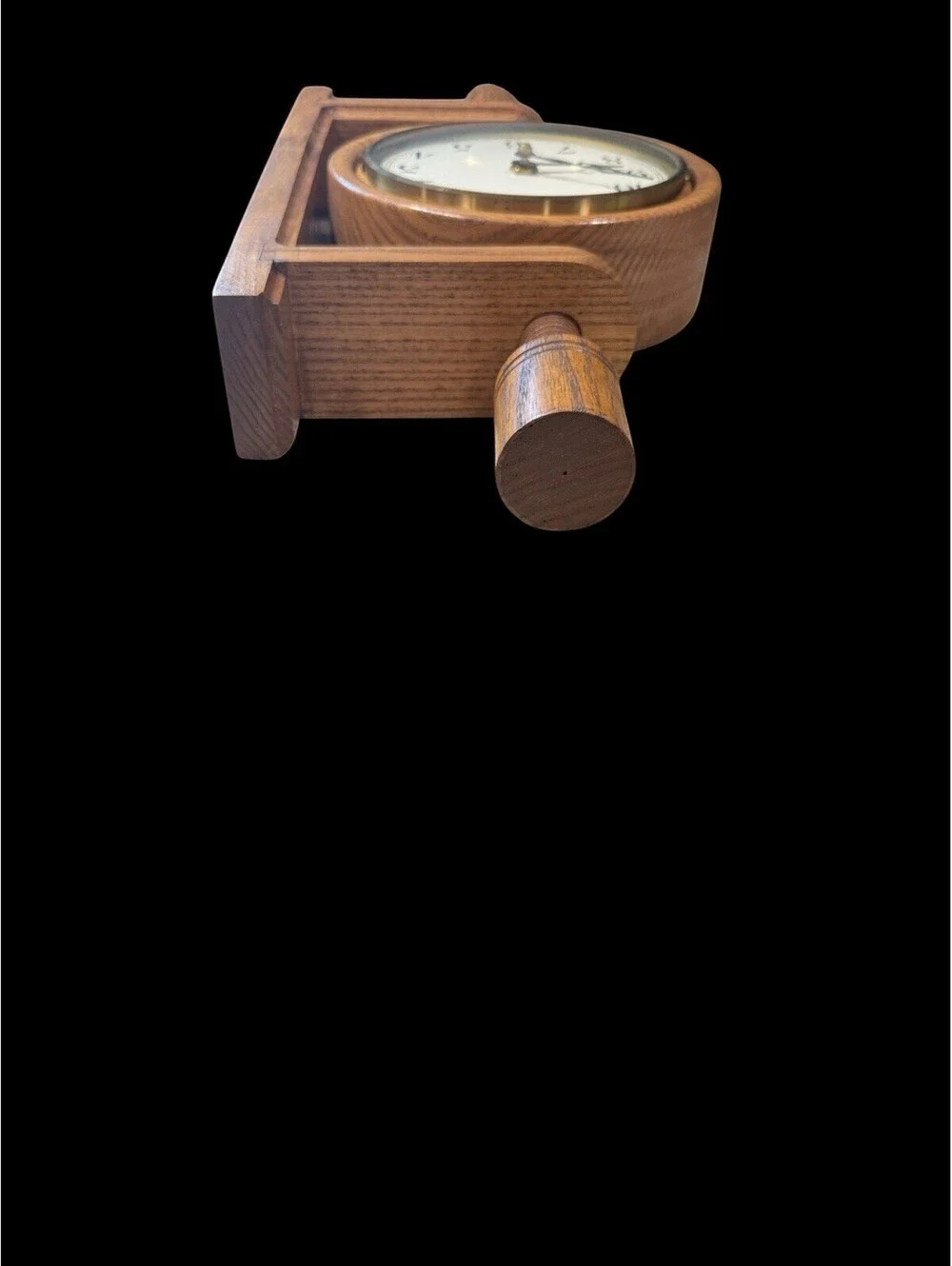 Brown Wood Wall Analog Clock Quartz Battery Round Arabic Numerals - Tested